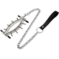 Зажим для женских половых губ с поводком на цепи серебристого цвета Bdsm4u Labia Clamps Clitoris