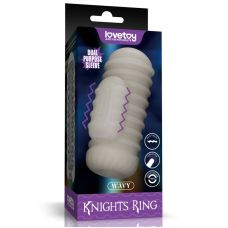 Вибронасадка на член ребристая белая Lovetoy Knights Ring 