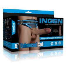 Страпон ременной полый мужской телесного цвета Lovetoy Ingen 9 Enhanced Set размеры XS/S/M