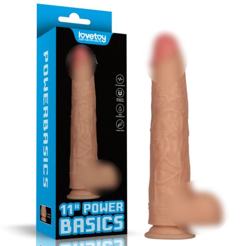 Реалістичний вібратор на присосці тілесного кольору Lovetoy Vibrating Power Basics Cock 11.0