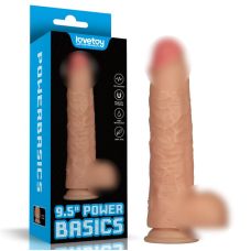 Реалістичний вібратор на присосці тілесного кольору Lovetoy Vibrating Power Basics Cock 9.5
