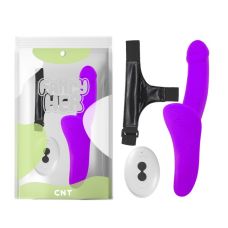 Ременной женский вибрострапон с пультом ДУ фиолетовый Cnt Run Wide Strap-on With Harness 