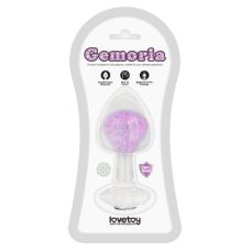 Силіконова анальна пробка прозоро фіолетового кольору, що світиться в темряві темряві з камінцями Lovetoy Gemoria