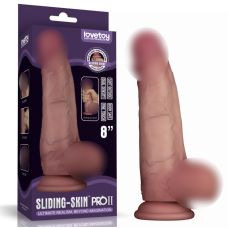 Фалоімітатор реалістичний на присосці із ковзного силіконового матеріалу тілесного кольору Lovetoy Sliding Skin Pro II