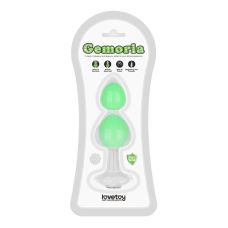 Силіконова анальна пробка світиться в темряві прозоро зеленого кольору темряві з камінцями Lovetoy Gemoria