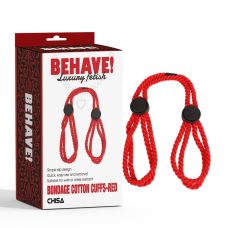 Наручники із червоної мотузки Chisa Behave! Luxury Fetish Bondage