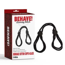 Наручники із чорної мотузки для БДСМ Chisa Behave! Luxury Fetish Bondage