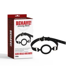 Кляп с кольцом черного цвета Chisa Behave! Luxury Fetish O-Ring Gag 2
