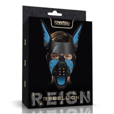 Маска намордник щенка Альфа со шрамом для эротических игр черно синяя Lovetoy Rebellion Reign 