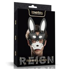 Маска намордник кролика для эротических игр черно белая Lovetoy Rebellion Reign 