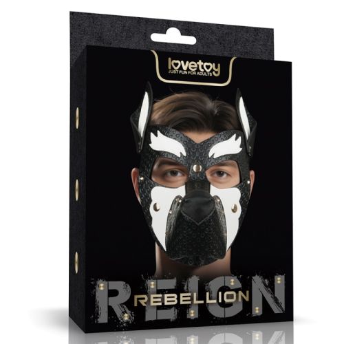 Маска намордник воющего щенка для эротических игр черно белая Lovetoy Rebellion Reign One size