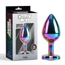 Анальная пробка с кристаллом в форме сердца радужного цвета Chisa Rainbow Heart Butt Plug размер M