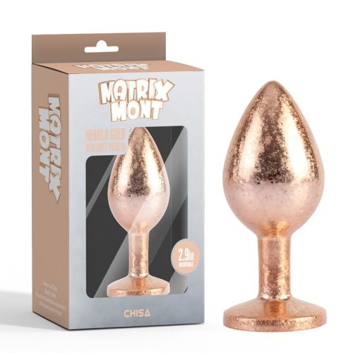 Анальна пробка золотистого кольору із сріблястим кристалом Chisa Nebula Gold Gem Butt Plug розмір M