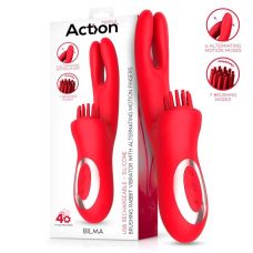 Двойной вибратор с отростком для клитора красный Action Bilma Vibe Brushing Clit Stimulator Alternating Function