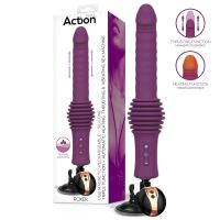 Вібратор Пульсатор реалістичний на присосці з пультом керування Action Roxer Heating Thrusting Vibrating Sex Machine Remote Control