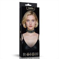 Чокер із шипами з високоякісного поліуретану коричневий Lovetoy Rebellion Reign Vintage Spike Collar