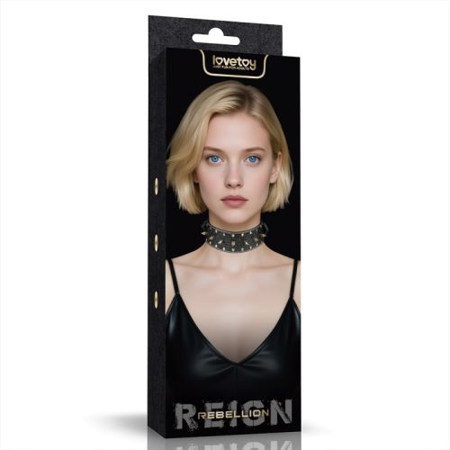 Чокер с шипами из высококачественного полиуретана коричневый Lovetoy Rebellion Reign Vintage Spike Collar