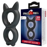 Ерекційне кільце подвійне на член чорне Crazy Bull Super Soft Toran