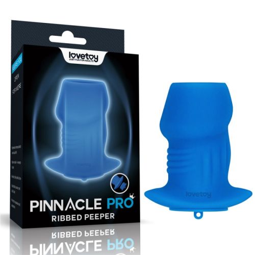 Порожня анальна пробка ребриста синього кольору Lovetoy Ribbed Peeper Silicone Anal Plug