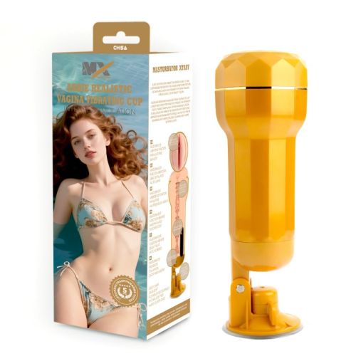 Мастурбатор для чоловіків Вагіна в колбі та на присосці з вібрацією Chisa Abbie Realistic Vagina Cup