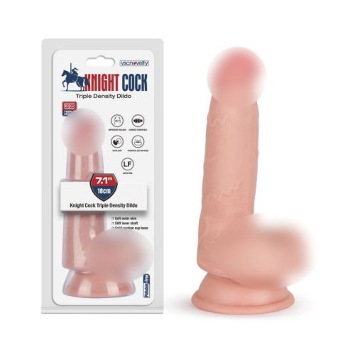 Фаллоимитатор реалистичный на присоске телесного цвета Vscnovelty Knight Cock 3D Triple Density Dildo 7.1