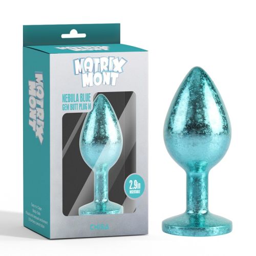 Анальная пробка с кристаллом голубого цвета Chisa Nebula Gem Butt Plug размер Medium