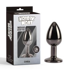 Анальний корок чорного кольору з райдужним кристалом Chisa Tungsten Gem Butt Plug розмір Small