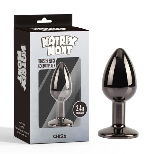 Анальная пробка черного цвета  с радужным кристаллом Chisa Tungsten Gem Butt Plug размер Small