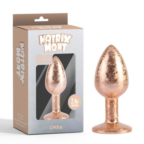 Анальная пробка золотистого цвета с сиреневым кристаллом Chisa Nebula Gem Butt Plug размер Small