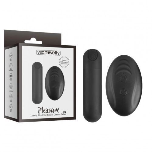 Мини вибропуля для клитора с пультом управления черная Vscnovelty Pleasure Luxury Mini Rechargeable Bullet Vibrator