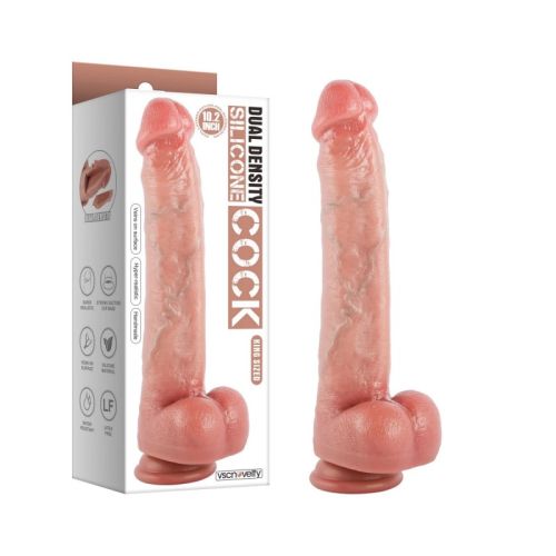 Фаллоимитатор реалистичный на присоске силиконовый телесный Vscnovelty 10.2” Dual-Layered Nature-Feel Silicone Dildo-King Sized