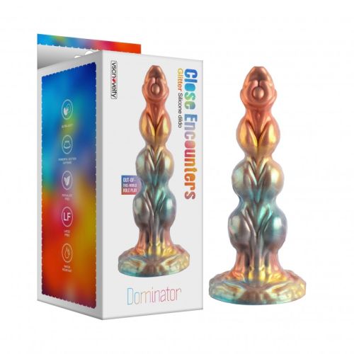 Фаллоимитатор в виде пришельца силиконовый разноцветный Vscnovelty Glitter Silicone Dildo Dominator