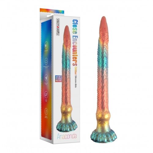 Фаллоимитатор в виде пришельца силиконовый разноцветный Vscnovelty Glitter Silicone Dildo Anaconda