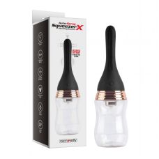 Анальна клізма автоматична чорно-прозора Vscnovelty Squeezer-X Auto-Spray Vibrating Douche 330 мл