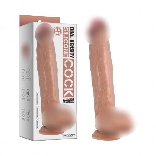 Фаллоимитатор реалистичный на присоске силиконовый телесный Vscnovelty 11.5”Dual-Layered Nature-Feel Silicone Dildo