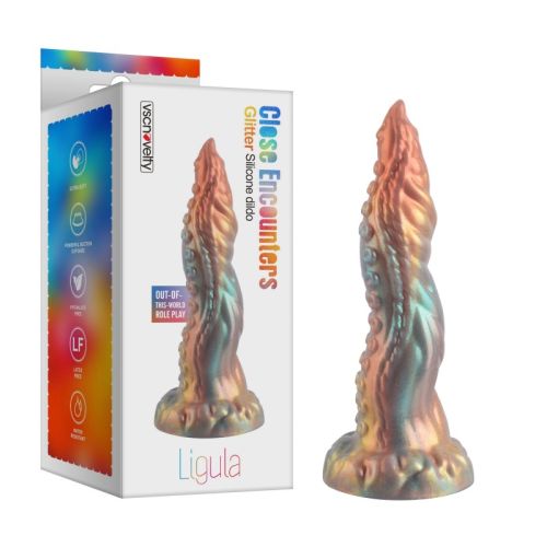 Фаллоимитатор в виде пришельца силиконовый разноцветный Vscnovelty Glitter Silicone Dildo Ligula
