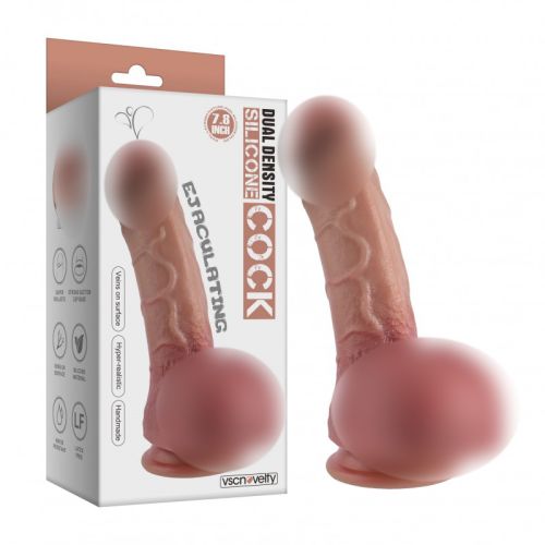 Фаллоимитатор реалистичный на присоске силиконовый телесный Vscnovelty 7.8” Dual-Layered Nature-Feel Ejaculating