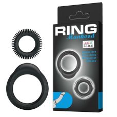 Пара эрекционных колец на член черные Baile Manhood Ring Sperm Lock