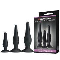 Набір анальних пробок різних розмірів чорного кольору LYBAILE Beginners Mini Anal Kit 3 штуки