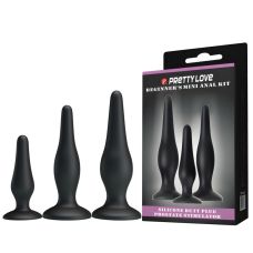 Набір анальних пробок різних розмірів чорного кольору LYBAILE Beginners Mini Anal Kit 3 штуки