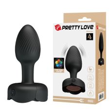 Анальная вибропробка с режимом подсветки черная LYBAILE Anal Plug Led Light Olman
