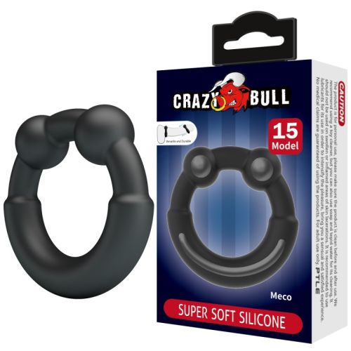 Ерекційне кільце на член силіконове чорне Crazy Bull Meco