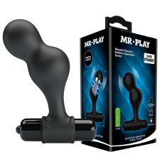 Анальный вибратор изогнутой формы силиконовая черная Mr Play Vibrating Anal Plug