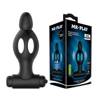 Анальний силіконовий вібратор чорний Mr Play Vibrating Anal Plug