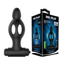 Анальный вибратор силиконовый черный Mr Play Vibrating Anal Plug