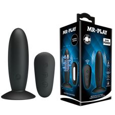 Анальная вибропробка с пультом управления силиконовая черная Mr Play Remote Control Vibrating Anal Plug