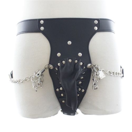 Пояс цнотливості-стрінги із замком для чоловіків чорний Bdsm4u