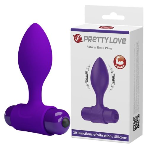 Анальна вібропробка T-подібна фіолетова LYBAILE Vibra Butt Plug