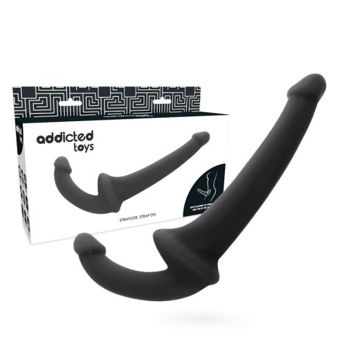 Страпон двойной для женщин без ремешков силикон черного цвета Addicted Toys Strapless Strapon Black