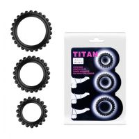 Набор эрекционных колец на член 3-ех размеров черный Baile Titan Cock Rings